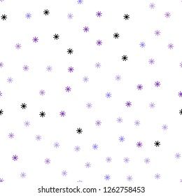 Light Purple vector seamless texture with colored snowflakes. Glitter abstract illustration with crystals of ice. Template for business cards, websites.