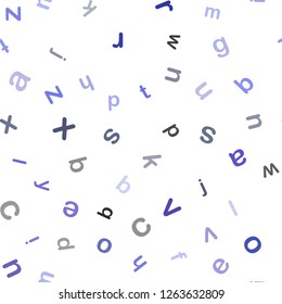 Light Purple vector seamless texture with ABC characters. Shining illustration with ABC symbols on abstract template. Design for textile, fabric, wallpapers.