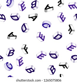 Light Purple vector seamless texture with 3D ABC characters. Abstract illustration with colorful 3D latin alphabet. Template for business cards, websites.