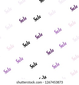 Light Purple vector seamless texture with selling simbols. Abstract illustration with colorful gradient symbols of sales. Backdrop for super sales on Black Friday.