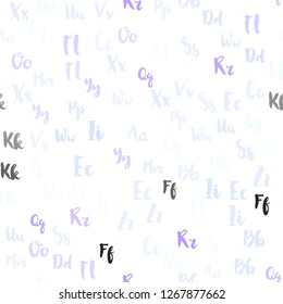 Light Purple vector seamless texture with ABC characters. Abstract illustration with colored latin alphabet. Template for business cards, websites.