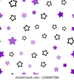 Light Purple vector seamless texture with beautiful stars. Shining colored illustration with stars. Texture for window blinds, curtains.
