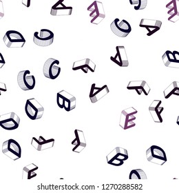 Light Purple vector seamless texture with 3D ABC characters. Abstract illustration with 3D ABC symbols. Template for business cards, websites.