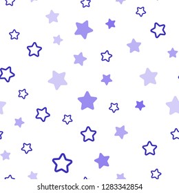 Light Purple vector seamless texture with beautiful stars. Shining colored illustration with stars. Texture for window blinds, curtains.
