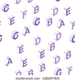 Light Purple vector seamless texture with 3D ABC characters. Colorful 3D alphabet signs with gradient on white background. Template for business cards, websites.