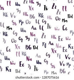 Light Purple vector seamless texture with ABC characters. Colored alphabet signs with gradient on white background. Design for wallpaper, fabric makers.