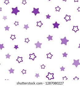Light Purple vector seamless texture with beautiful stars. Glitter abstract illustration with colored stars. Design for textile, fabric, wallpapers.