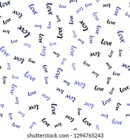 Light Purple vector seamless texture with words LOVE YOU. Phrase LOVE YOU with colorful gradient in abstract style. Texture for window blinds, curtains.