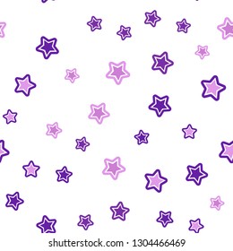 Light Purple vector seamless texture with beautiful stars. Glitter abstract illustration with colored stars. Design for wallpaper, fabric makers.