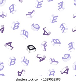 Light Purple vector seamless texture with 3D ABC characters. Abstract illustration with colorful 3D latin alphabet. Template for business cards, websites.