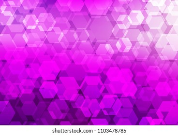Light Purple vector shining hexagonal template. Shining illustration, which consist of hexagons. A completely new design for your business.
