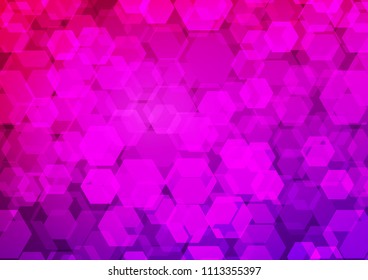 Light Purple vector shining hexagonal pattern. Shining illustration, which consist of hexagons. Brand new design for your business.