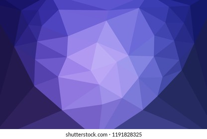 Light Purple vector shining triangular layout with a heart in a centre. Shining colorful illustration with triangles. Brand new style for your business design.