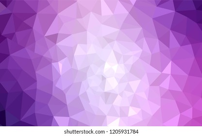 Light Purple vector shining triangular backdrop. Shining polygonal illustration, which consist of triangles. Triangular pattern for your design.