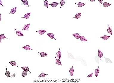 Light Purple vector sketch background. Glitter abstract illustration with leaves. The textured pattern for website.
