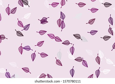 Light Purple vector sketch background. Glitter abstract illustration with leaves. The textured pattern for website.