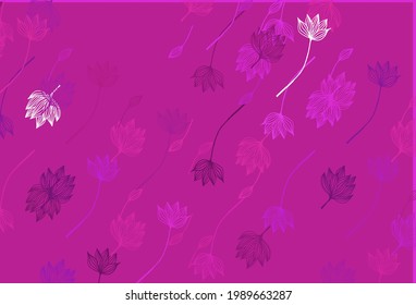 Light Purple vector sketch background. Colorful illustration in doodle style with leaves. The template for background of cell phones.