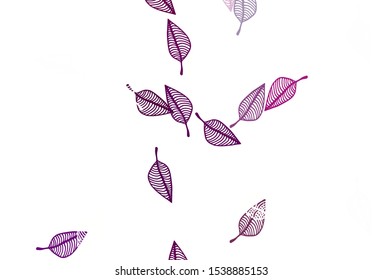 Light Purple vector sketch layout. New colorful illustration in doodle style with leaves. Pattern for coloring books and pages for kids.