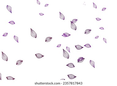 Light Purple vector sketch layout. New colorful illustration in doodle style with leaves. Hand painted design for web, leaflet, textile.