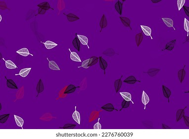 Light Purple vector sketch pattern. Glitter abstract illustration with leaves. Pattern for heads of websites and designs.