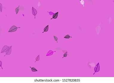 Light Purple vector sketch template. New colorful illustration in doodle style with leaves. The template for background of cell phones.
