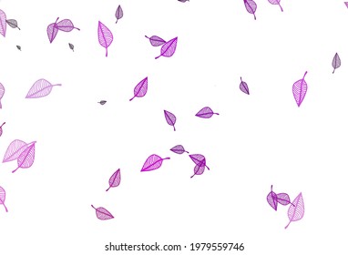 Light Purple vector sketch template. New colorful illustration in doodle style with leaves. The template for background of cell phones.