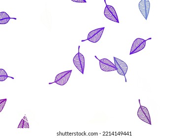 Light Purple vector sketch texture. Shining colorful illustration with leaves in doodle style. The best blurred design for your business.