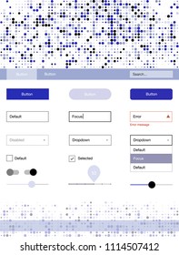 Light Purple vector style guide with circles. Decorative ui kit design in abstract style with colorful dots. This sample is for your landing page.