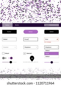 Light Purple vector style guide with circles. Colorful ui/ux kit with header consisted of spheres. This template you can use for landing pages.