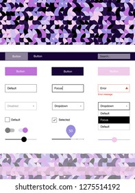 Light Purple vector style guide with circles. Web ui kit with abstract gradient circles in its header. Beautiful layout for websites, landing pages.