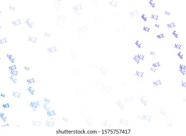Light Purple vector template with 30, 50, 90% selling. Gradient illustration with discount signs on white backdrop. Design for business ads, commercials.