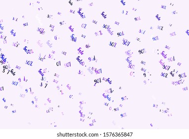 Light Purple vector template with 30, 50, 90% selling. Shining colorful illustration with isolated selling prices. Design for business ads, commercials.