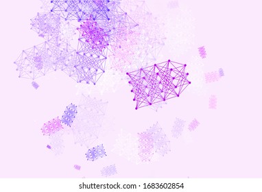 Light Purple vector template with artificial intelligence structure. Colored AI structure with gradient lines and dots. Smart design for promotion of bid data.