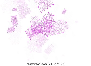 Light Purple vector template with artificial intelligence structure. Colored AI structure with gradient lines and dots. Pattern for  poster, banner of technology.