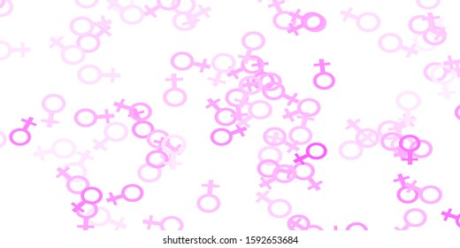Light Purple vector template with businesswoman signs. Colorful illustration with gradient feminism shapes. New design for applications.