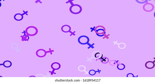 Light Purple vector template with businesswoman signs. Illustration with signs of women's strength and power. Background for ui designers.