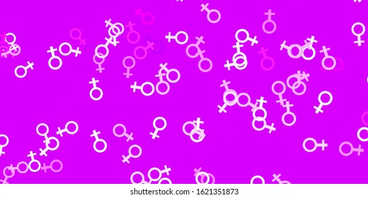 Light Purple vector template with businesswoman signs. Illustration with signs of women's strength and power. Simple design for your web site.