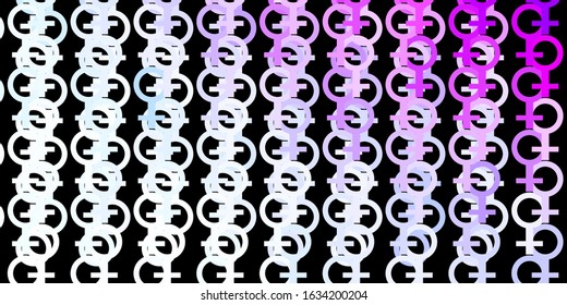 Light Purple vector template with businesswoman signs. Simple design in abstract style with women’s rights activism. Background for International Women’s Day.