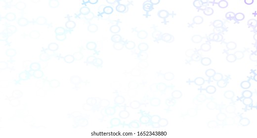 Light Purple vector template with businesswoman signs. Simple design in abstract style with women’s rights activism. Best design for your business.