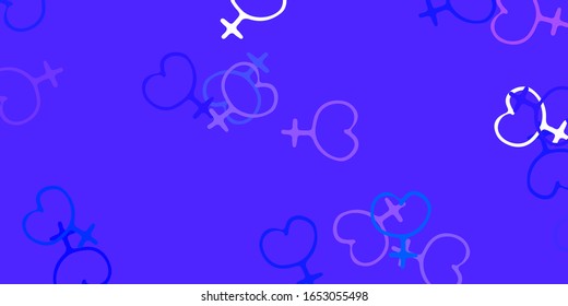 Light Purple vector template with businesswoman signs. Colorful feminism symbols with a gradient in modern style. Simple design for your web site.