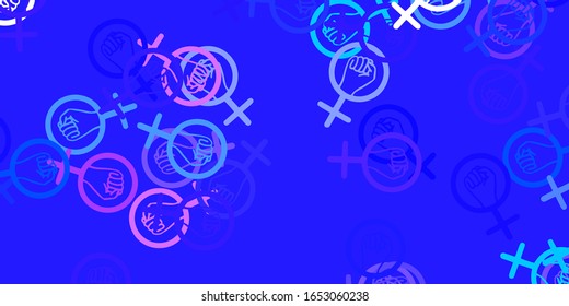 Light Purple vector template with businesswoman signs. Colorful illustration with gradient feminism shapes. Background for International Women’s Day.