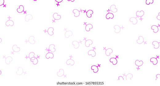 Light Purple vector template with businesswoman signs. Illustration with signs of women's strength and power. Best design to show the power of women.