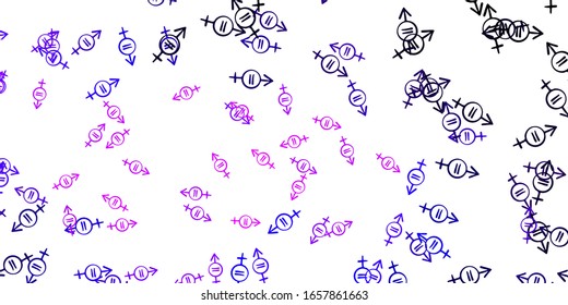 Light Purple vector template with businesswoman signs. Colorful illustration with gradient feminism shapes. Background for International Women’s Day.