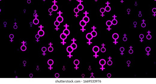 Light Purple vector template with businesswoman signs. Simple design in abstract style with women’s rights activism. Best design to show the power of women.