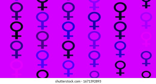Light Purple vector template with businesswoman signs. Illustration with signs of women's strength and power. Best design for your business.