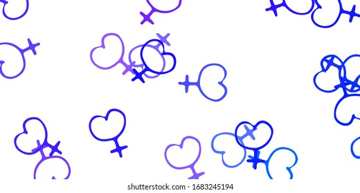 Light Purple vector template with businesswoman signs. Colorful feminism symbols with a gradient in modern style. Simple design for your web site.