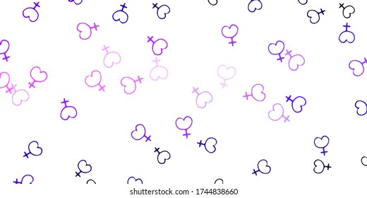 Light Purple vector template with businesswoman signs. Colorful feminism symbols with a gradient in modern style. Background for International Women’s Day.