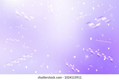 Light Purple vector template with carnival confetti. Modern geometrical abstract illustration with carnival ribbons. The pattern can be used for carnival, festival leaflets.