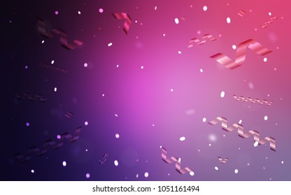 Light Purple vector template with carnival confetti. Glitter abstract illustration with colorful confetti, ribbons. The template can be used as a background for postcards.