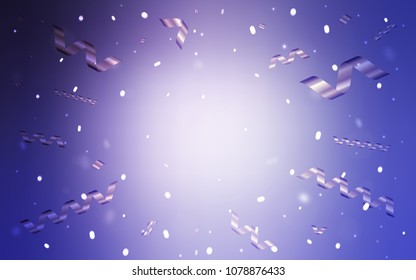 Light Purple vector template with carnival confetti. Glitter abstract illustration with colorful confetti, ribbons. Beautiful design for your business advert of anniversary.